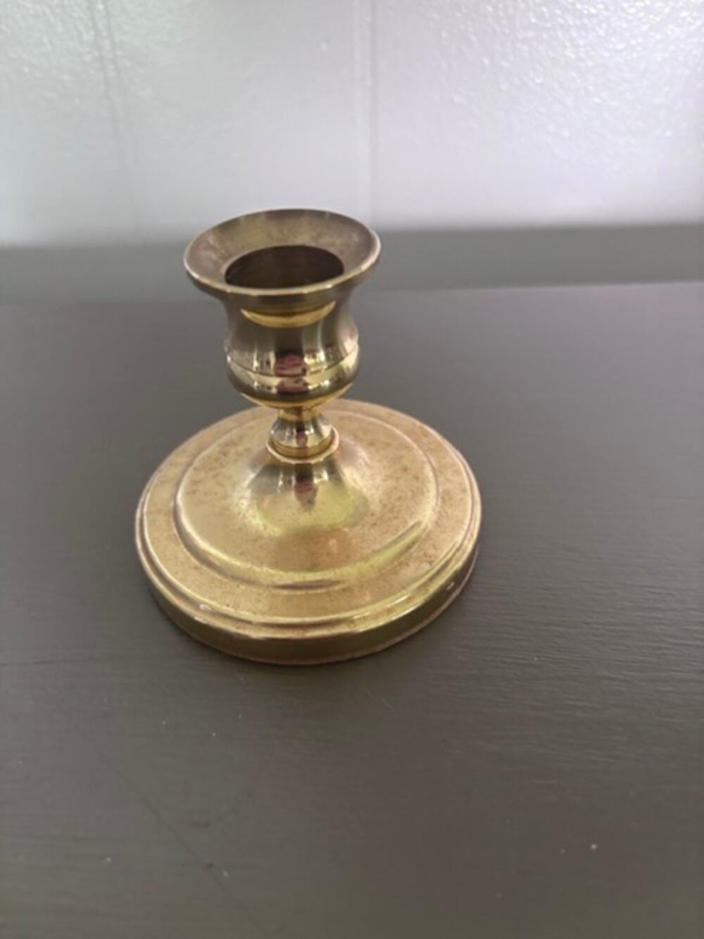 Vintage Baldwin Solid Brass Candlestick Holder Forged in America Mid Century